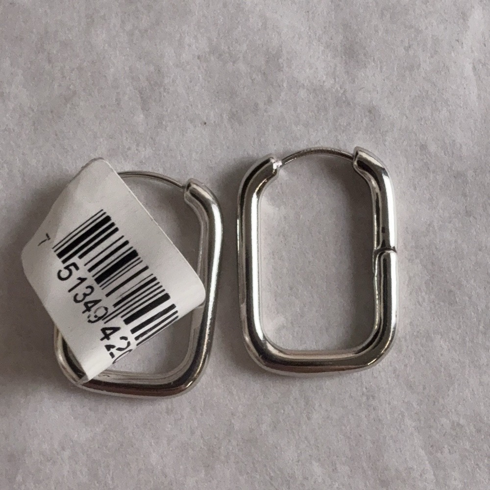 Sterling Silver 925 Rectangle Hoop Earrings Womens Huggie Set Polished Thailand